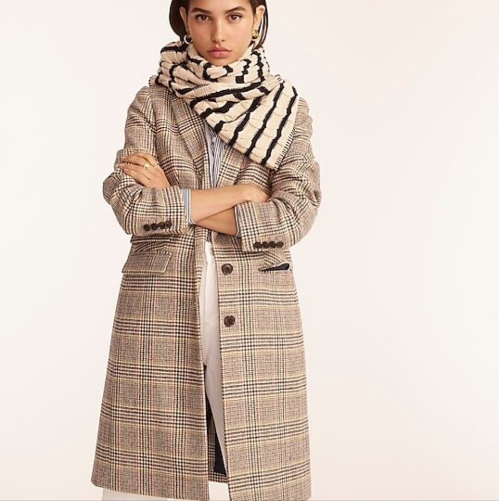 J Crew Dalton Topcoat in Glen Plaid English Wool Size 00